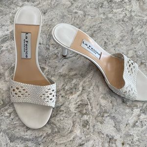 White La Fenice sandals size 9,5